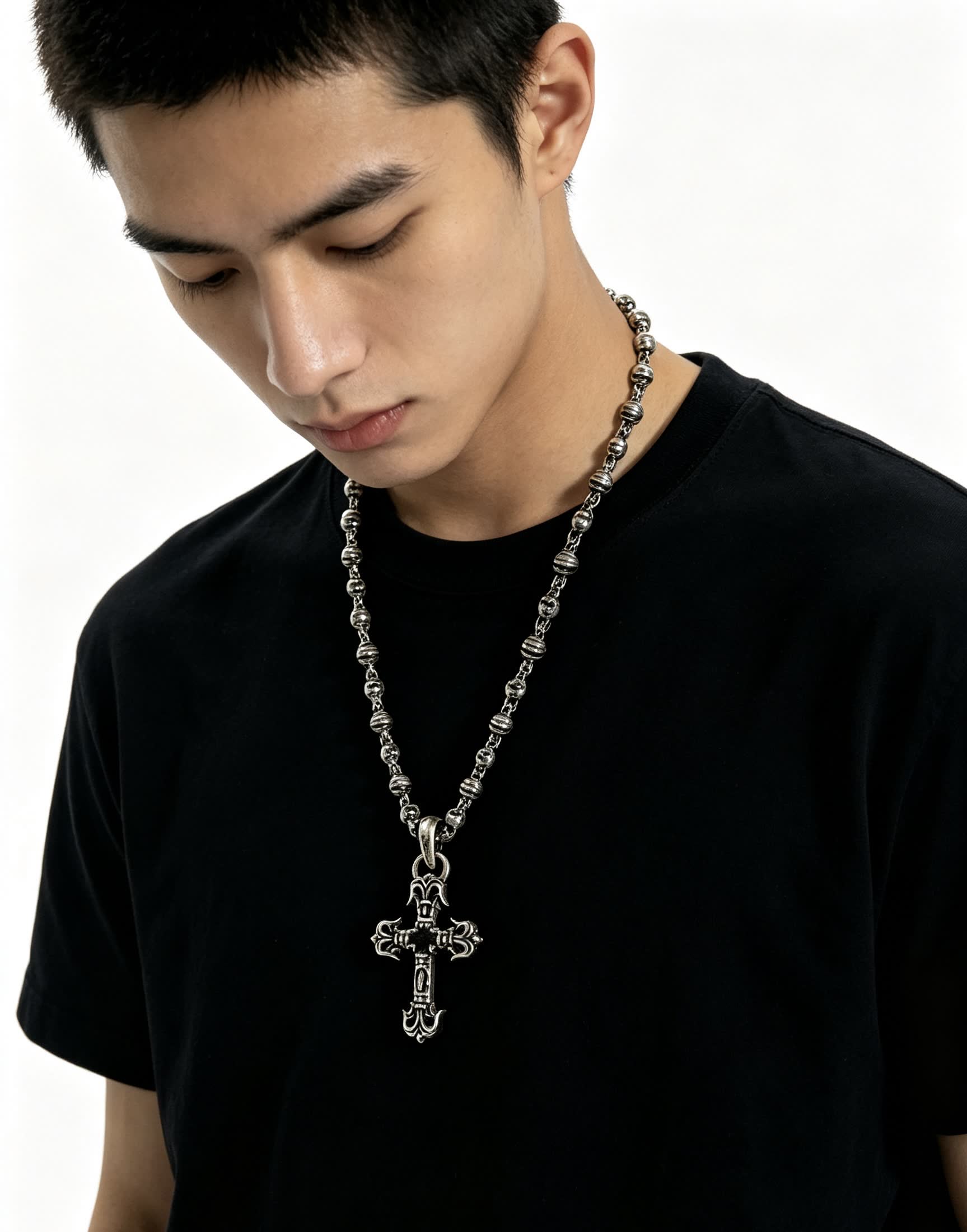 Chrome Hearts Silver Cross Pendant Necklace